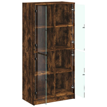 vidaXL Highboard with Doors Smoked Oak 68x37x142 cm Engineered Wood