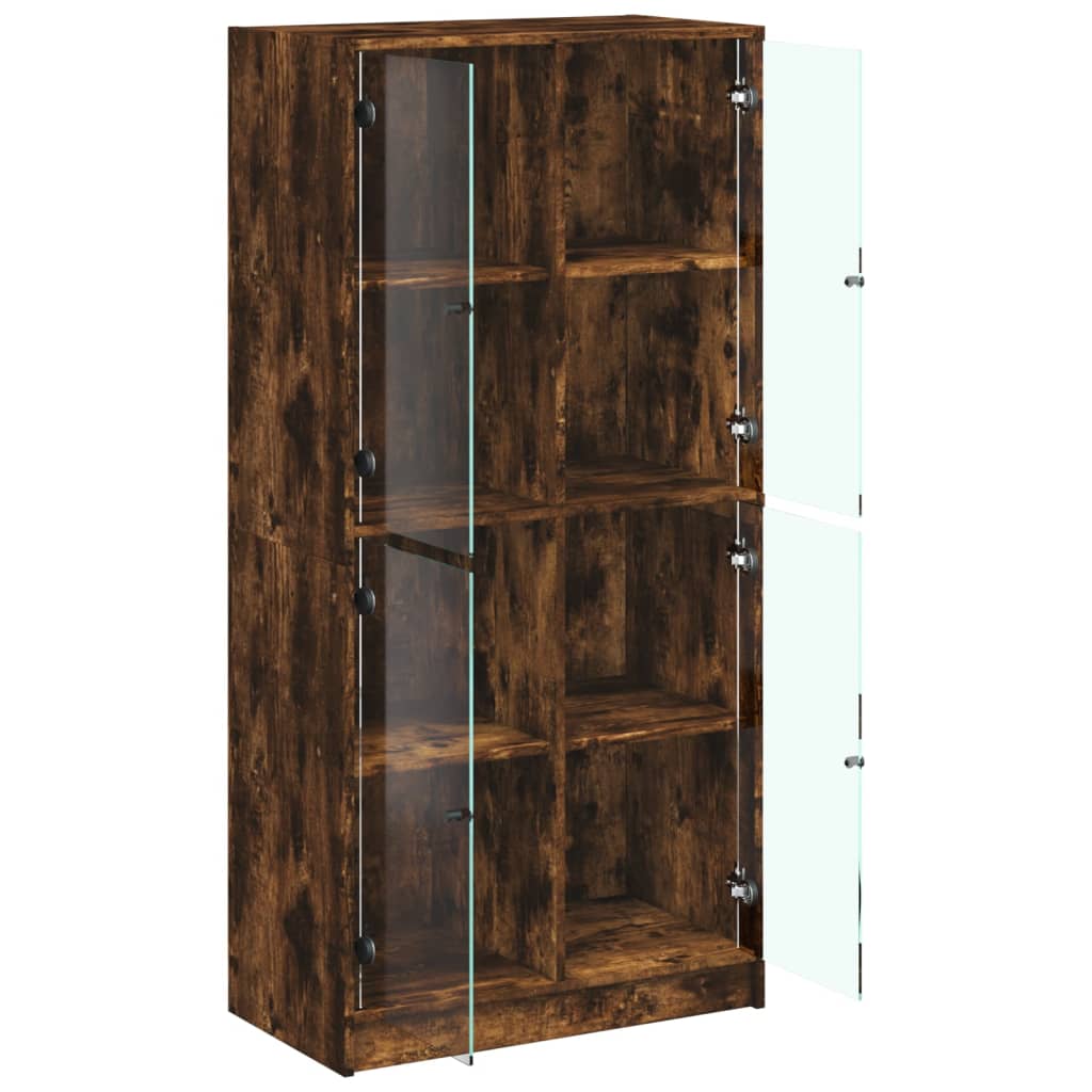 vidaXL Highboard with Doors Smoked Oak 68x37x142 cm Engineered Wood