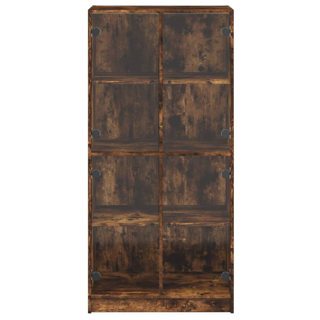vidaXL Highboard with Doors Smoked Oak 68x37x142 cm Engineered Wood