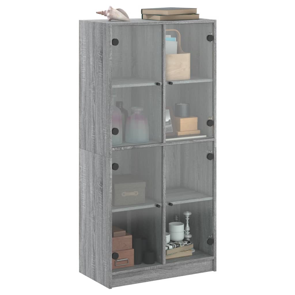 vidaXL Highboard with Doors Grey Sonoma 68x37x142 cm Engineered Wood