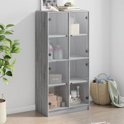 vidaXL Highboard with Doors Grey Sonoma 68x37x142 cm Engineered Wood