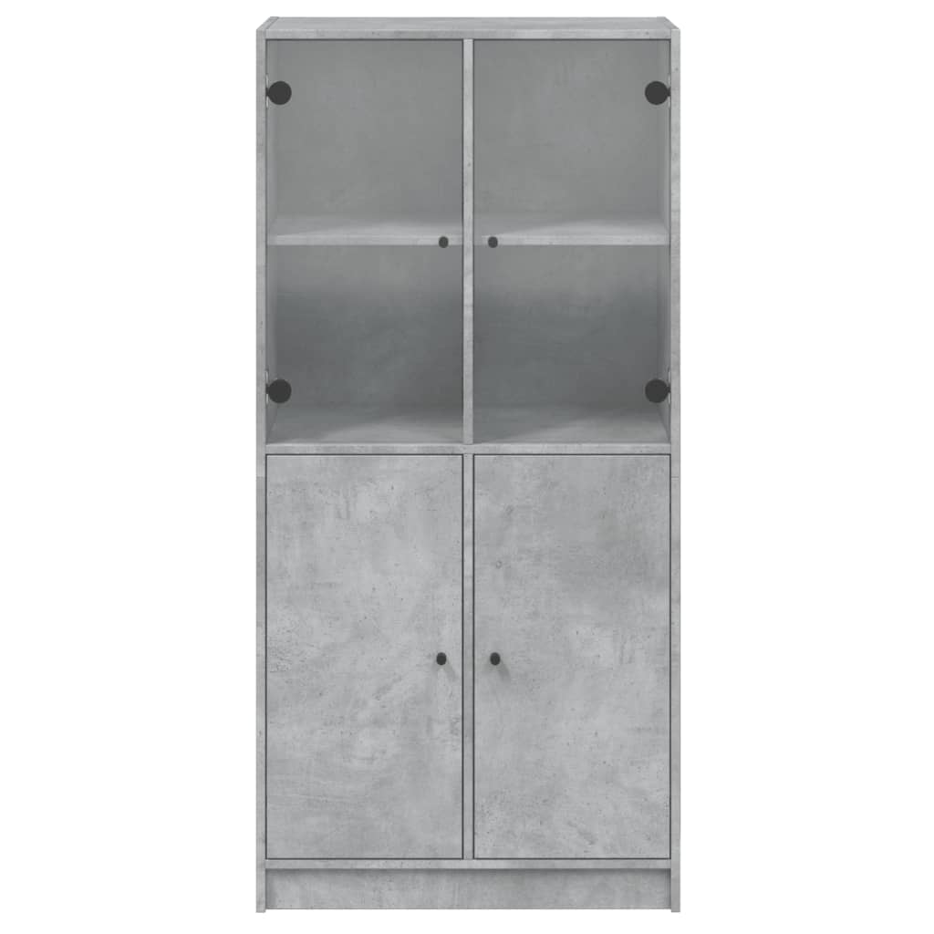 vidaXL Highboard with Doors Concrete Grey 68x37x142 cm Engineered Wood