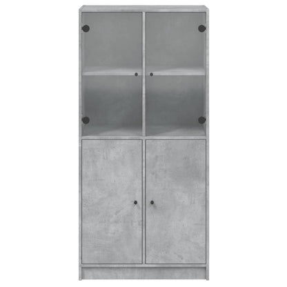 vidaXL Highboard with Doors Concrete Grey 68x37x142 cm Engineered Wood