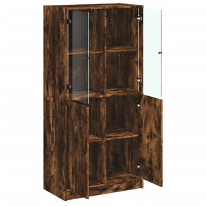 vidaXL Highboard with Doors Smoked Oak 68x37x142 cm Engineered Wood