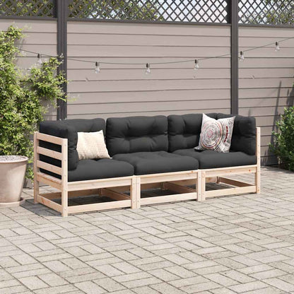vidaXL 3 Piece Garden Sofa Set Solid Wood Pine