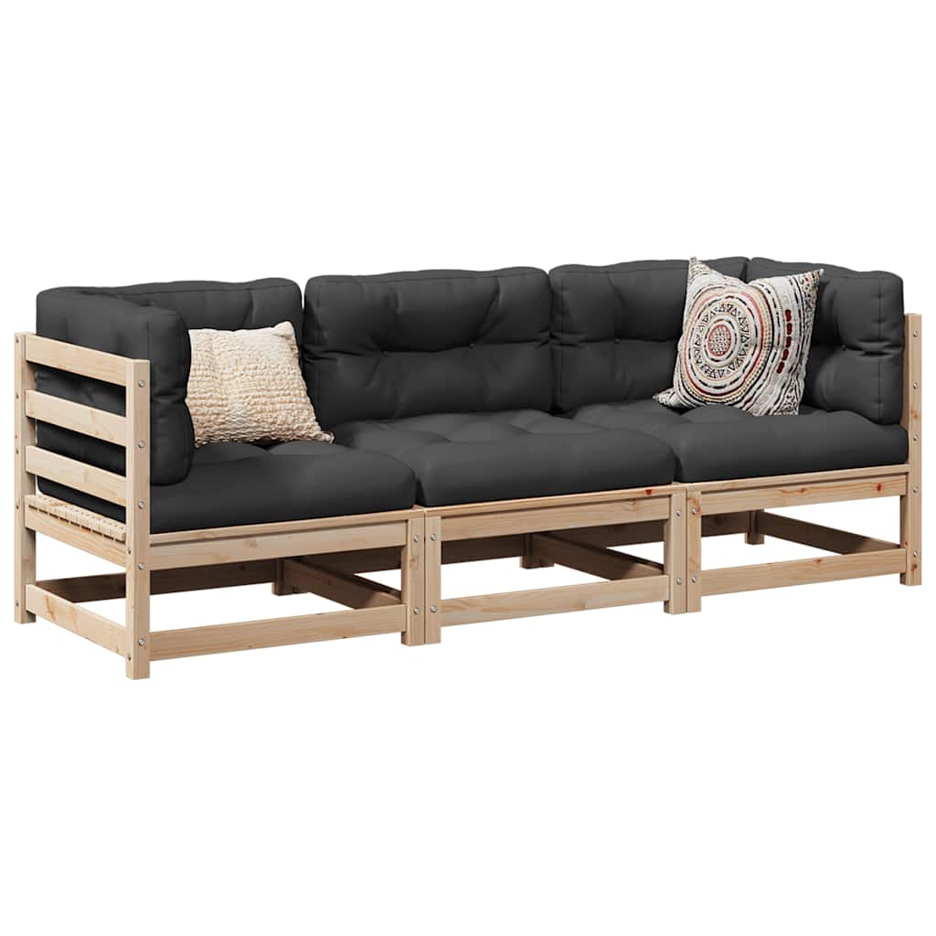 vidaXL 3 Piece Garden Sofa Set Solid Wood Pine