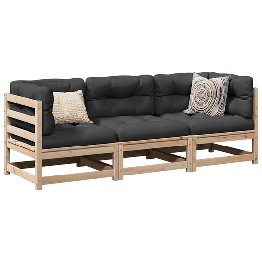 vidaXL 3 Piece Garden Sofa Set Solid Wood Pine