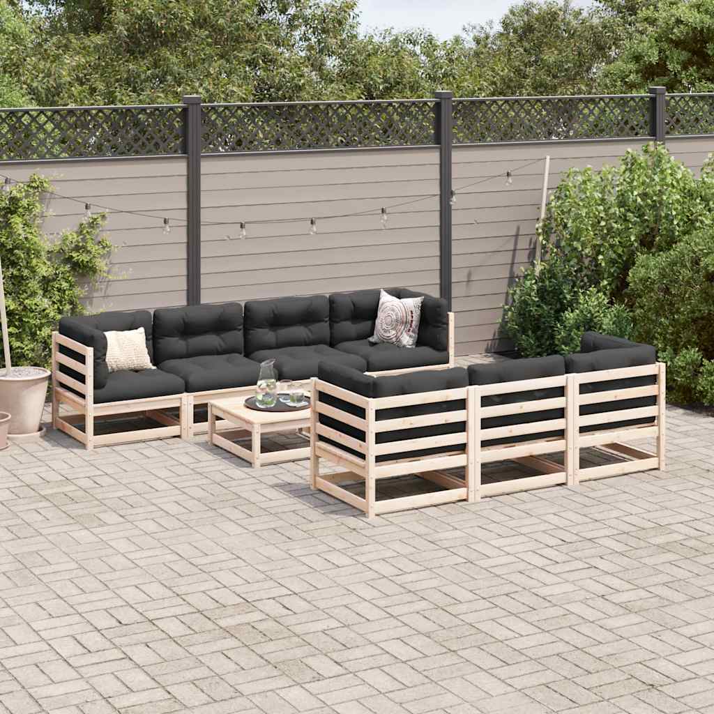 vidaXL 8 Piece Garden Sofa Set Solid Wood Pine