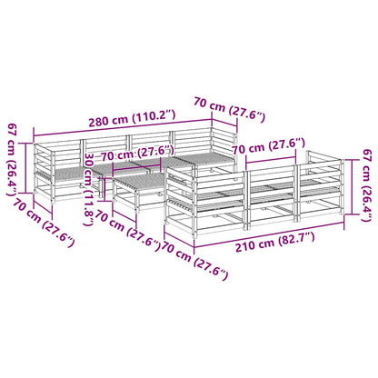 vidaXL 8 Piece Garden Sofa Set Solid Wood Pine