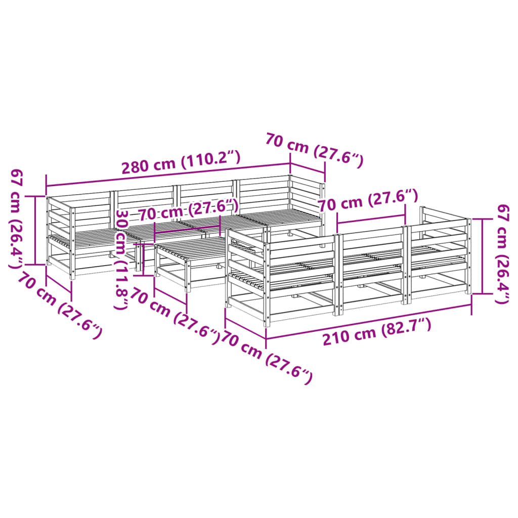 vidaXL 8 Piece Garden Sofa Set Impregnated Wood Pine