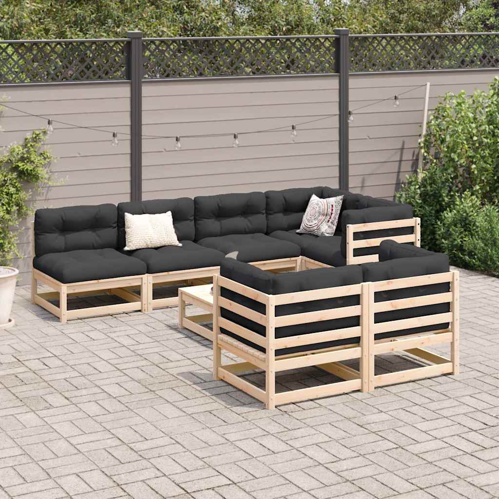 vidaXL 8 Piece Garden Sofa Set Solid Wood Pine