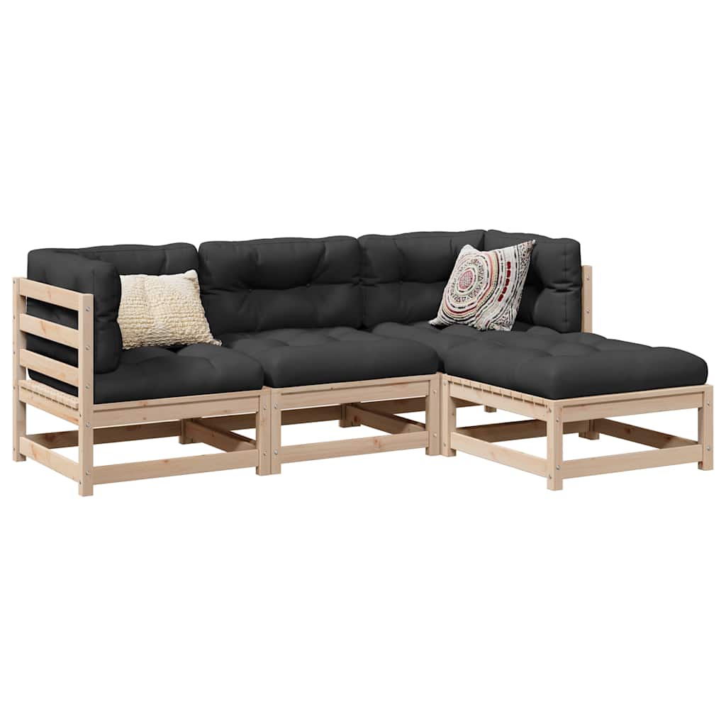 vidaXL 4 Piece Garden Sofa Set Solid Wood Pine