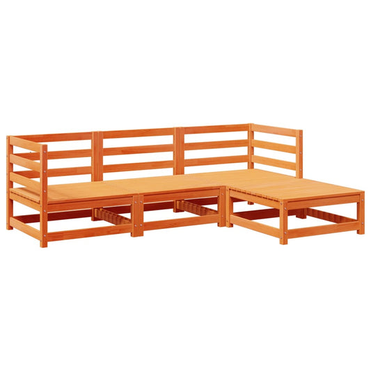vidaXL Garden Sofa Set | Wax Brown | Solid Pine Wood | 4 Piece Set | Modular