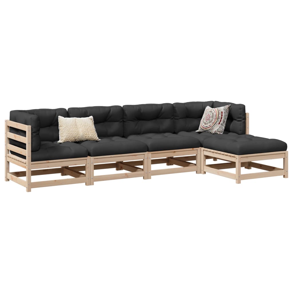 vidaXL Garden Sofa Set | Natural wood | Solid pine wood | Medium | Modular