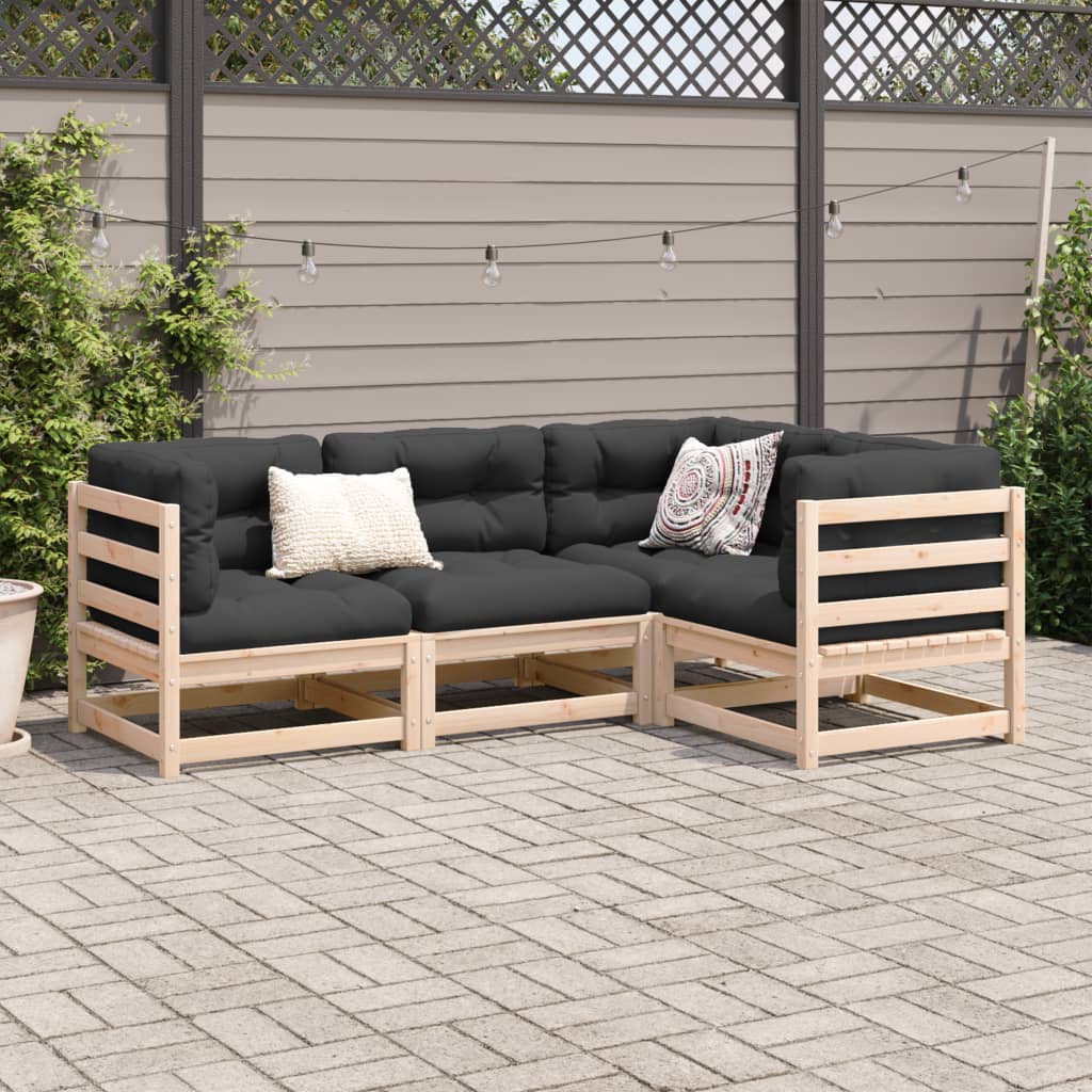 vidaXL Garden Sofa Set | Natural Pine | Solid Pine Wood | Large | Modular