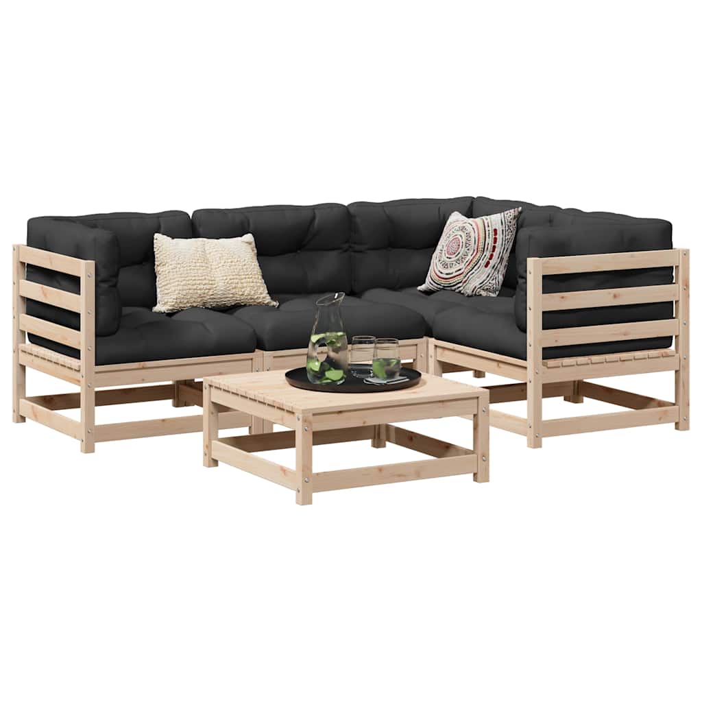 vidaXL Garden Sofa Set | Natural Wood | Solid pine wood | Large | Modular