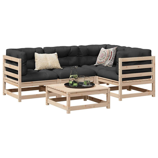 vidaXL Garden Sofa Set | Natural Wood | Solid pine wood | Large | Modular
