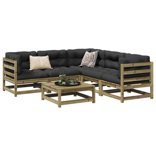vidaXL 6 Piece Garden Sofa Set Impregnated Wood Pine