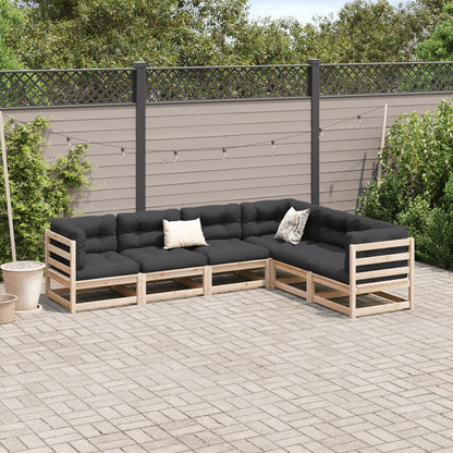 vidaXL Garden Sofa Set | Natural Wood | Solid pine wood | 6-Piece Set