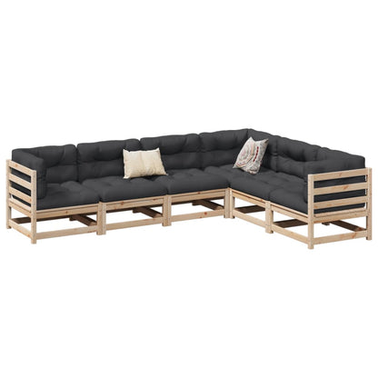vidaXL Garden Sofa Set | Natural Wood | Solid pine wood | 6-Piece Set