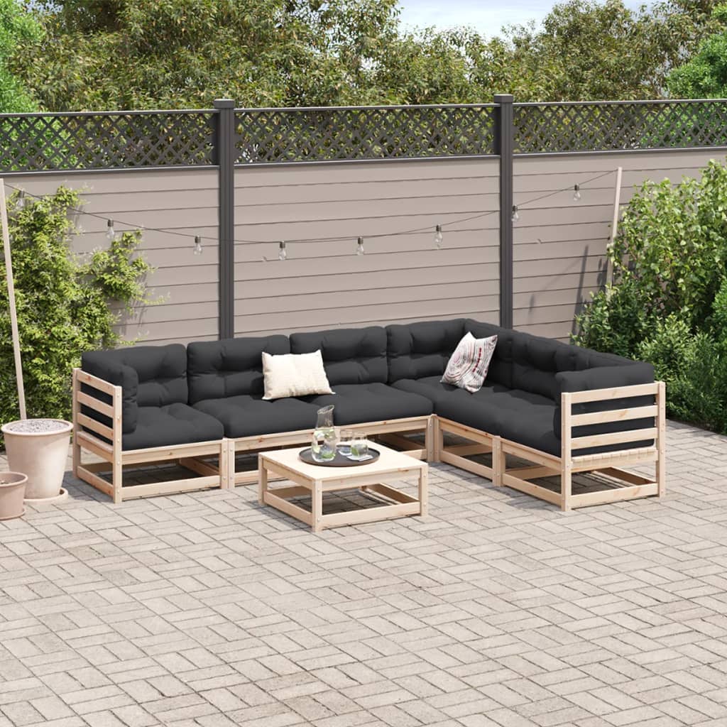 vidaXL Garden Sofa Set | Natural Pine | Solid Pine Wood | Large | Modular
