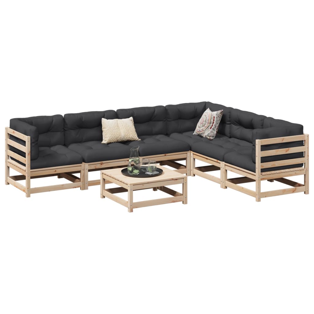 vidaXL Garden Sofa Set | Natural Pine | Solid Pine Wood | Large | Modular