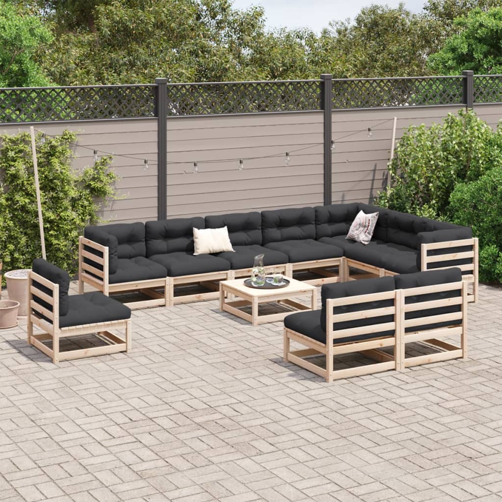 vidaXL Garden Sofa Set | Natural Wood | Solid Pine Wood | Large | Modular