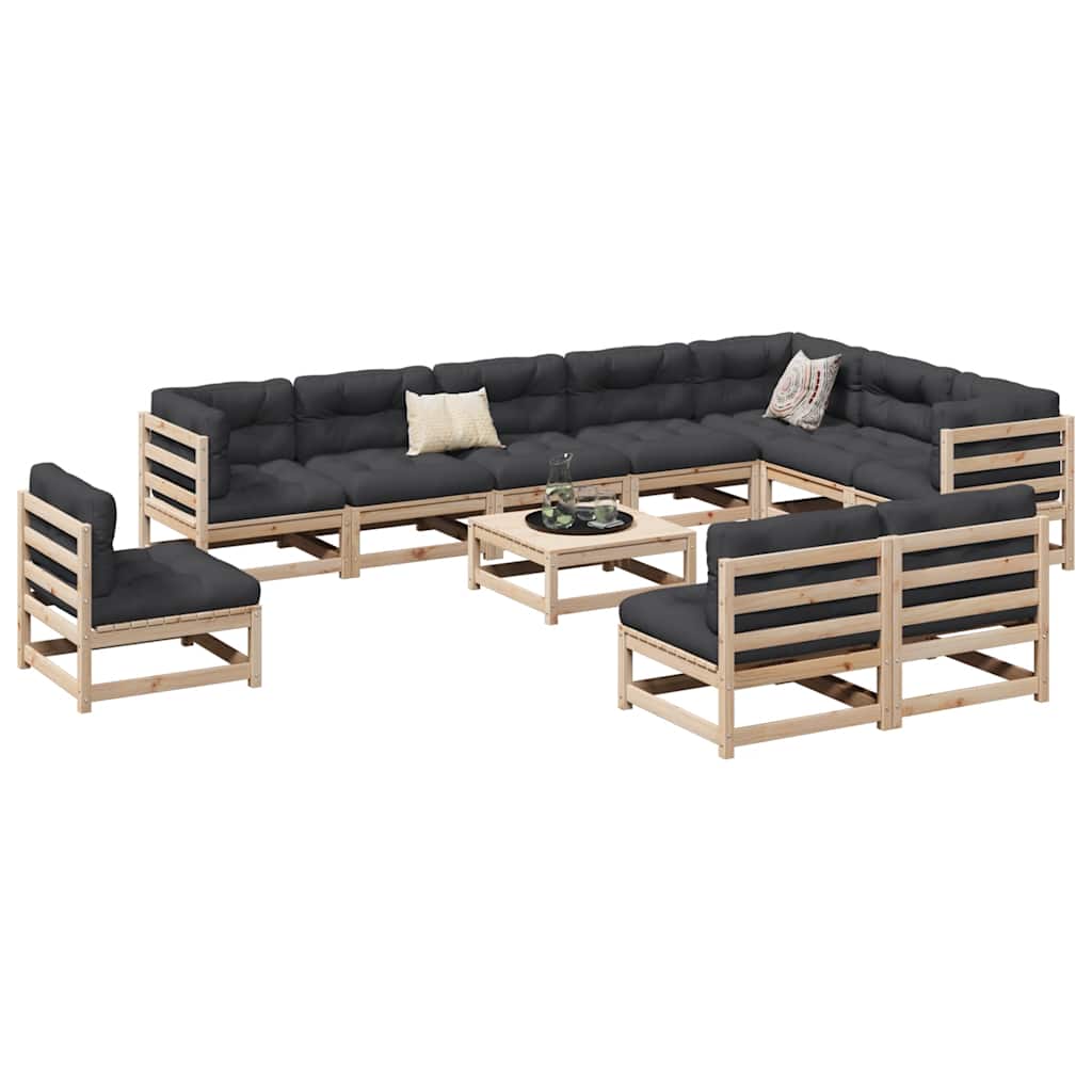 vidaXL 11 Piece Garden Sofa Set Solid Wood Pine