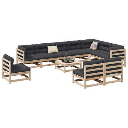 vidaXL 11 Piece Garden Sofa Set Solid Wood Pine