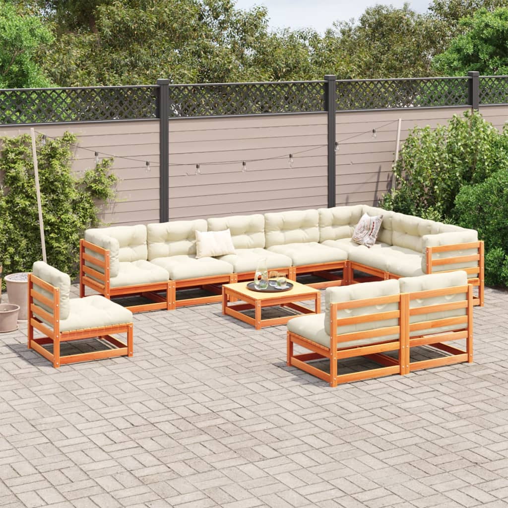 vidaXL Garden Sofa Set | Wax Brown | Solid Pine Wood | Large | Breathable Design
