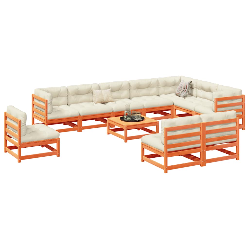 vidaXL 11 Piece Garden Sofa Set Wax Brown Solid Wood Pine
