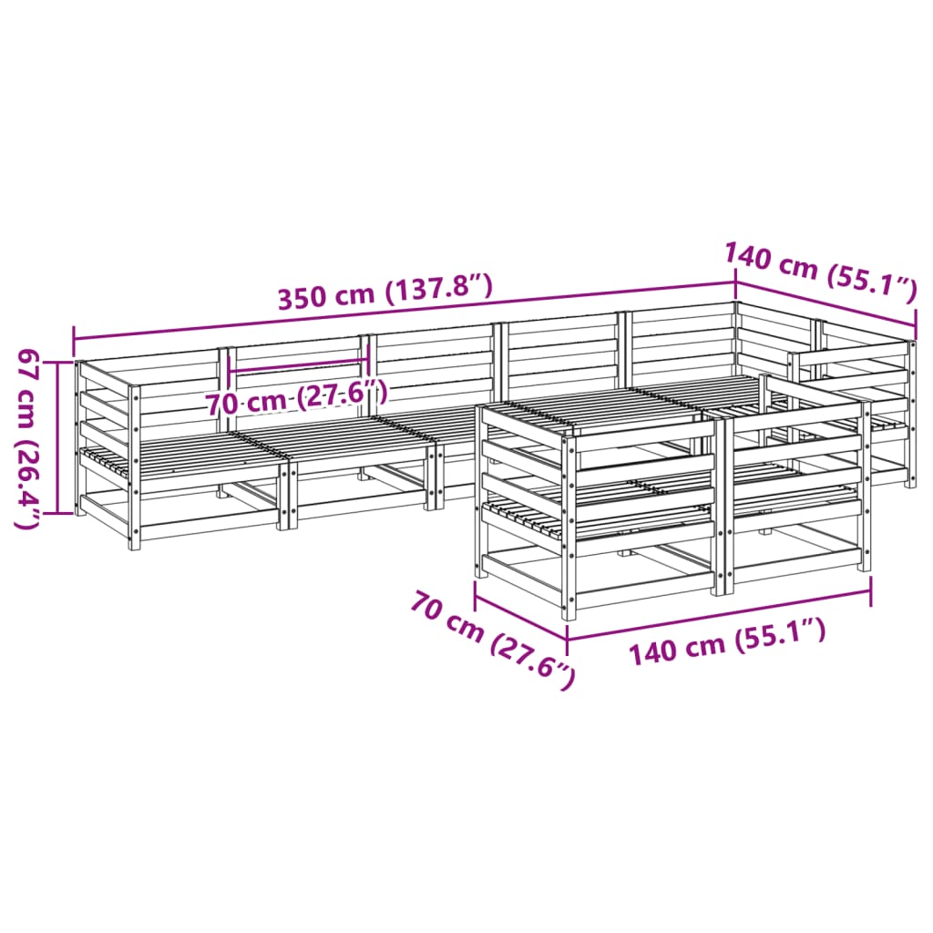 vidaXL 8 Piece Garden Sofa Set Impregnated Wood Pine