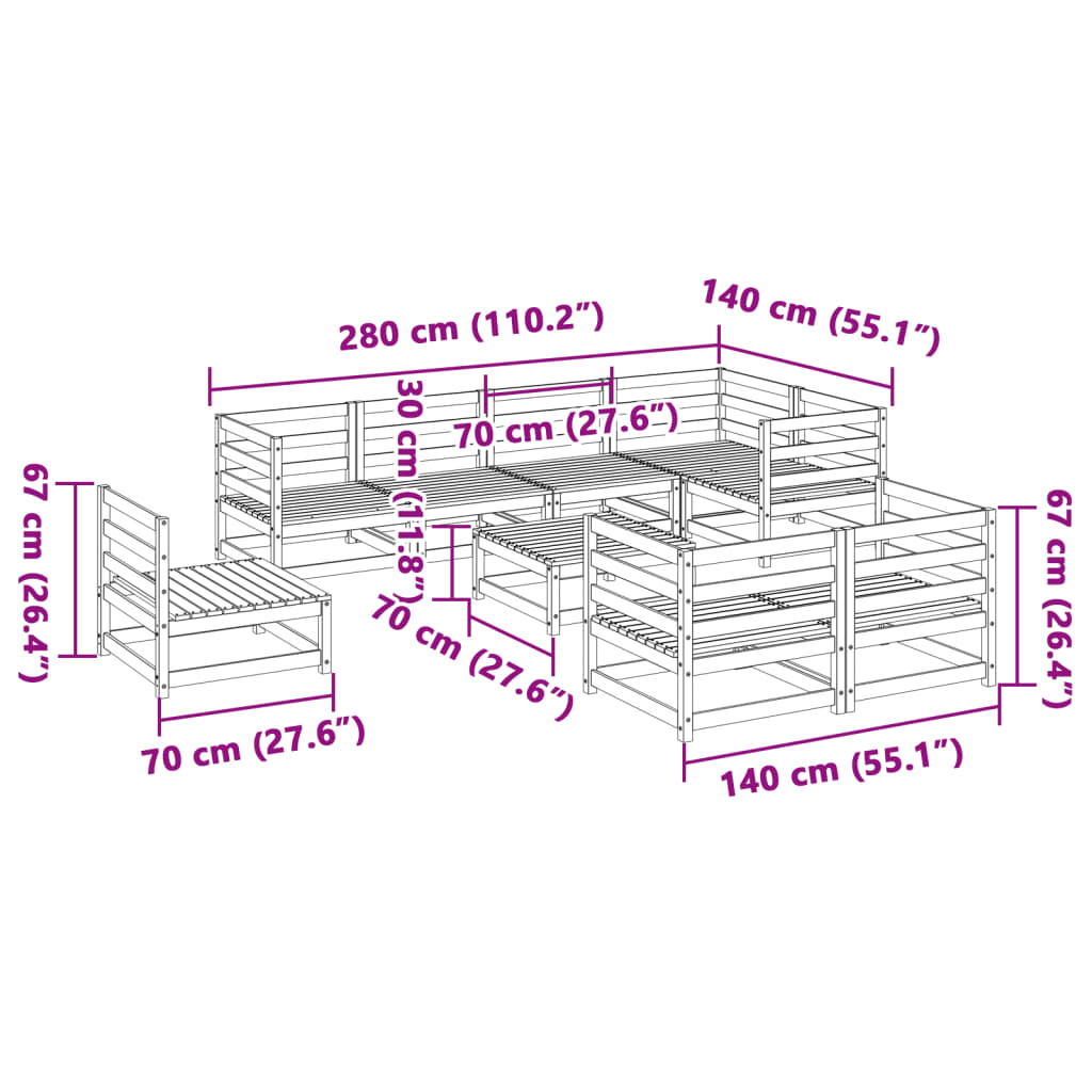 vidaXL 9 Piece Garden Sofa Set Solid Wood Douglas Fir