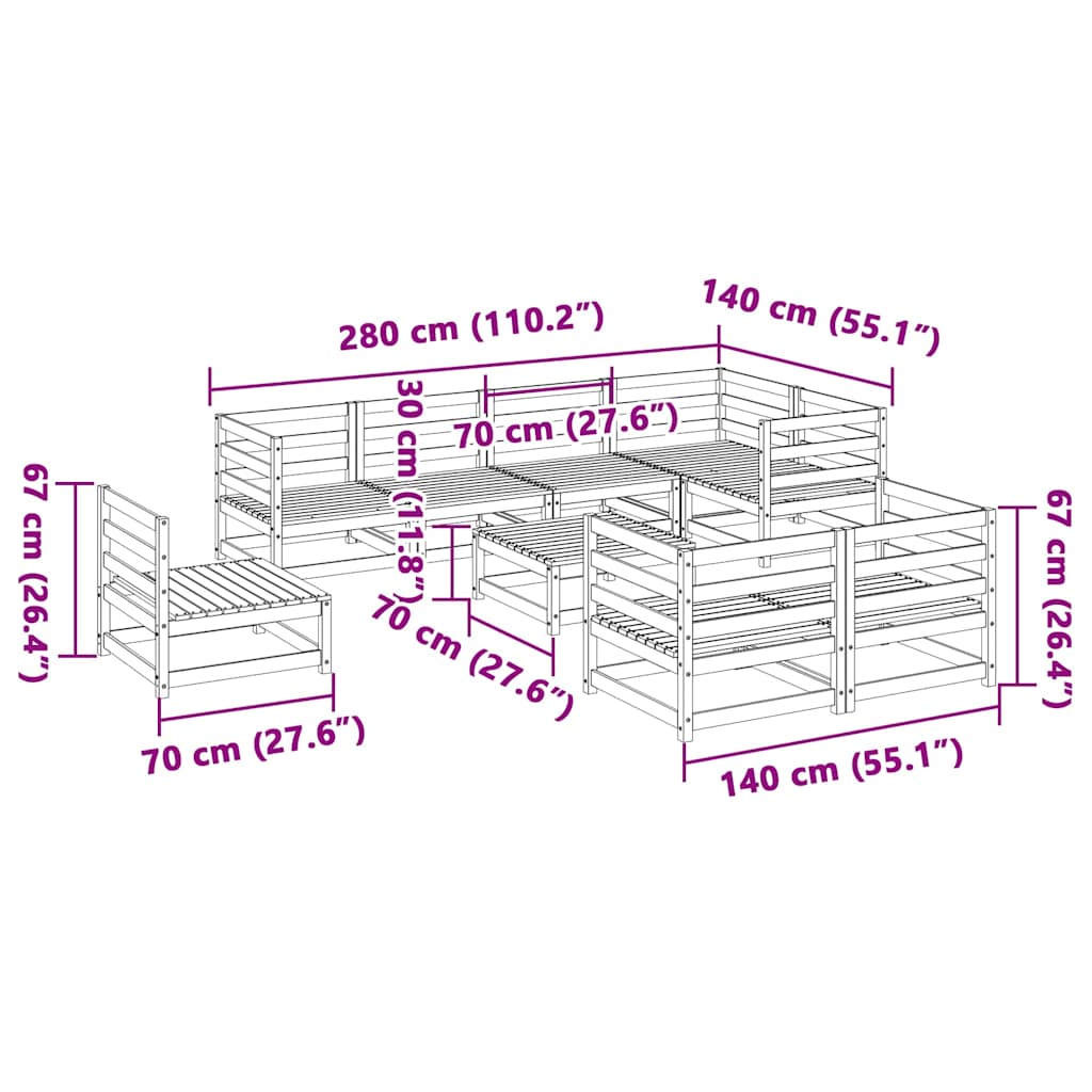 vidaXL 9 Piece Garden Sofa Set Impregnated Wood Pine
