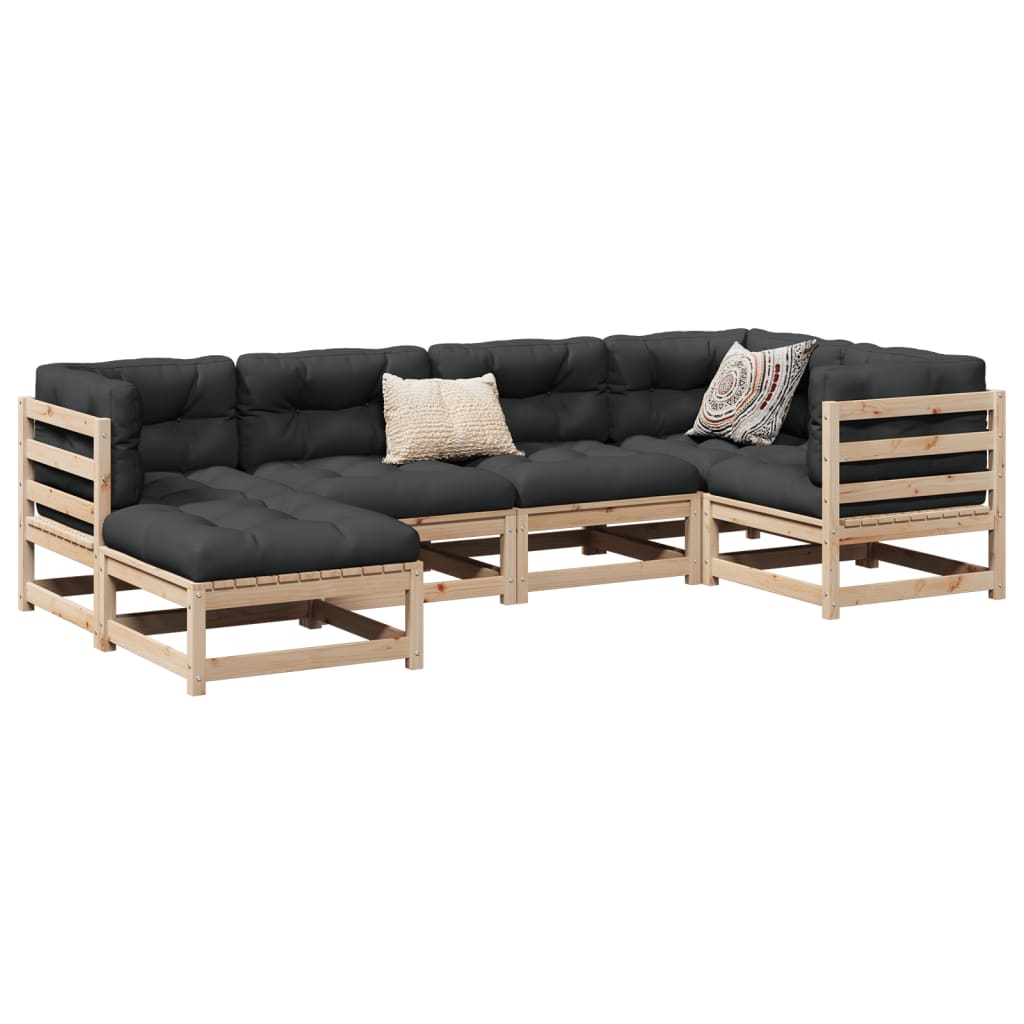 vidaXL 6 Piece Garden Sofa Set Solid Wood Pine