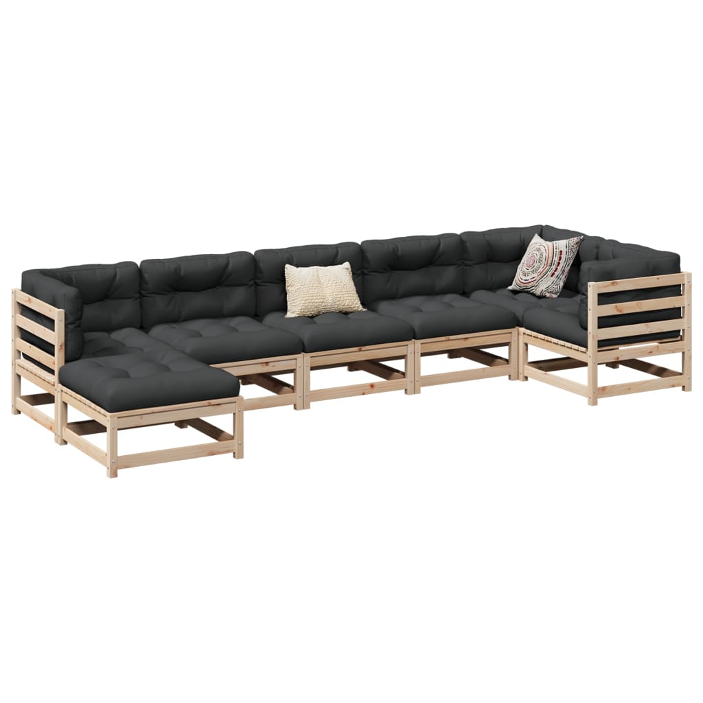 vidaXL Garden Sofa Set | Natural Wood | Solid Pine Wood | Large | Modular