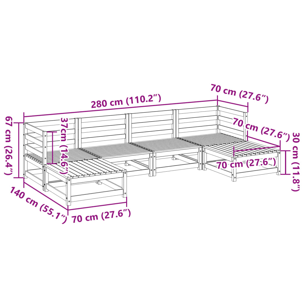vidaXL 6 Piece Garden Sofa Set Solid Wood Douglas Fir