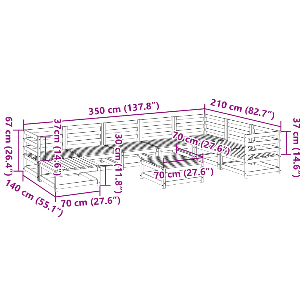vidaXL 9 Piece Garden Sofa Set Impregnated Wood Pine