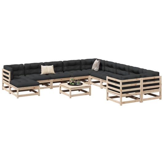 vidaXL Garden Sofa Set | Natural Wood | Solid Pine Wood | Large | Modular