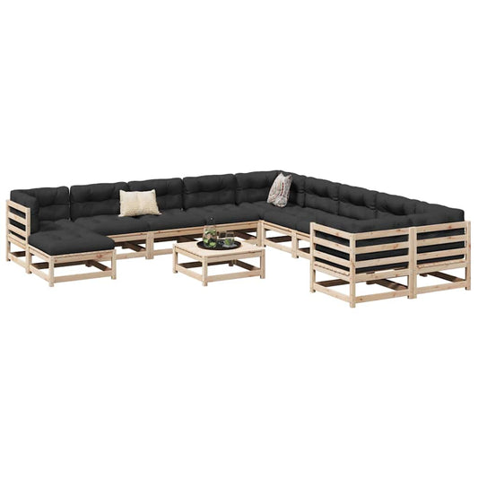vidaXL 12 Piece Garden Sofa Set Solid Wood Pine