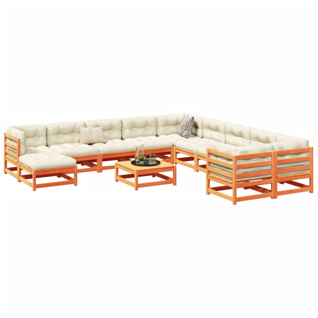 vidaXL Garden Sofa Set | Wax Brown | Solid Pine Wood | Large | Modular