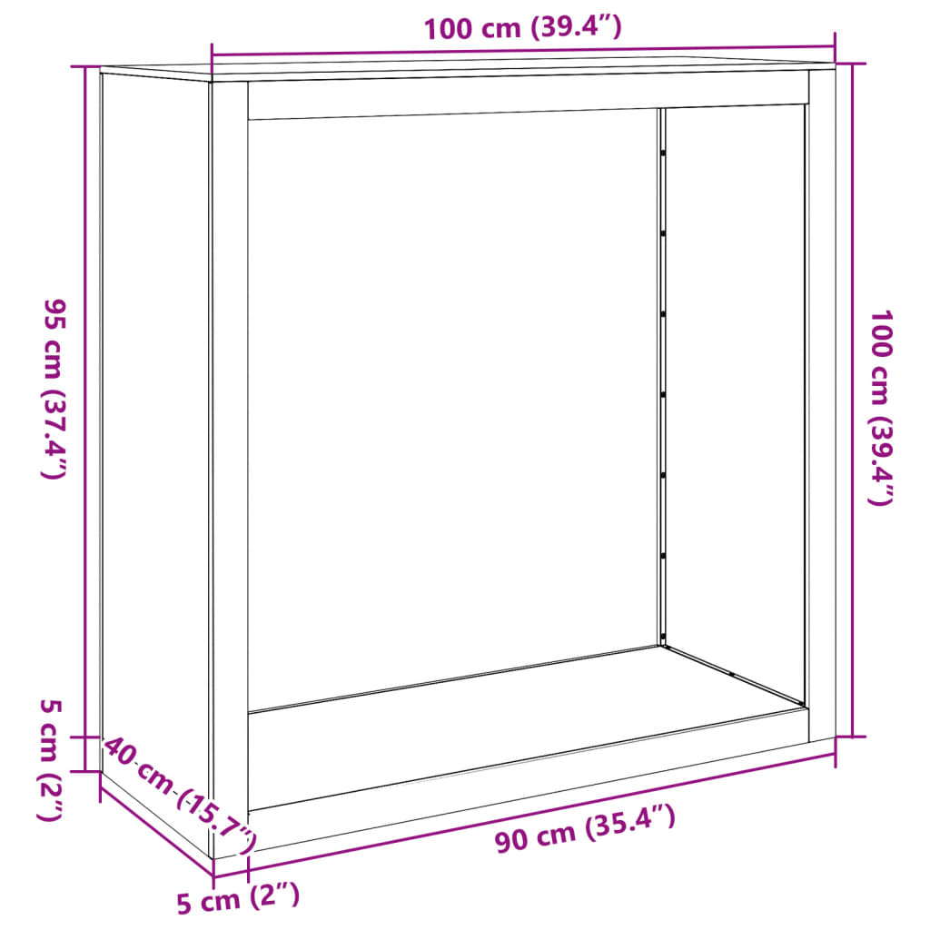 vidaXL Firewood Rack 100x40x100 cm Stainless Steel