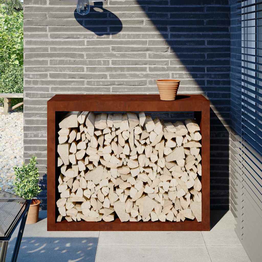 vidaXL Firewood Rack 100x40x80 cm Weathering Steel