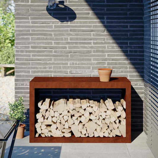 vidaXL Firewood Rack 100x40x60 cm Weathering Steel