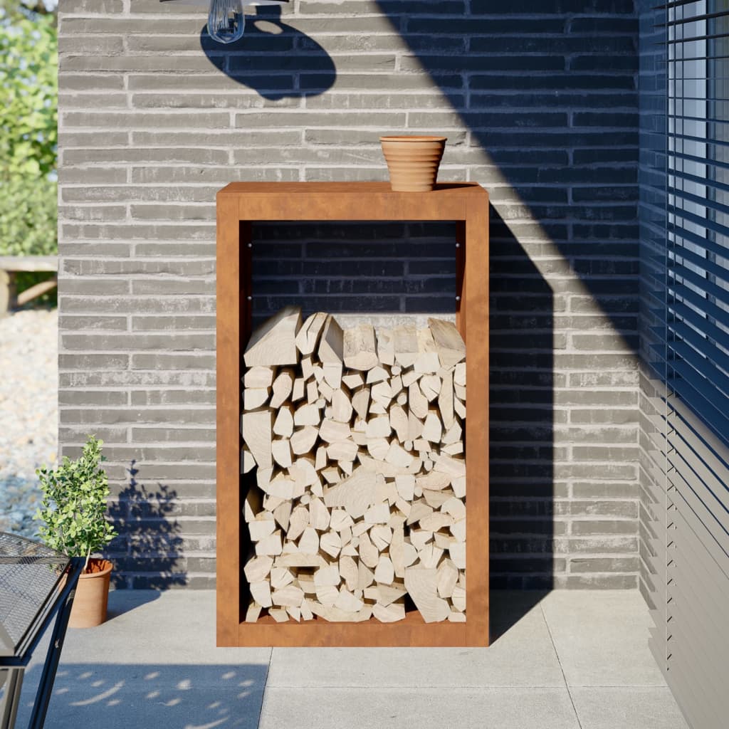 vidaXL Firewood Rack 60x40x100 cm Weathering Steel
