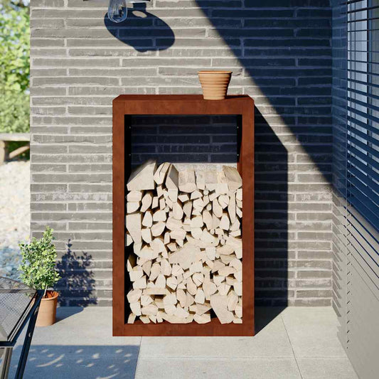 vidaXL Firewood Rack 60x40x100 cm Weathering Steel