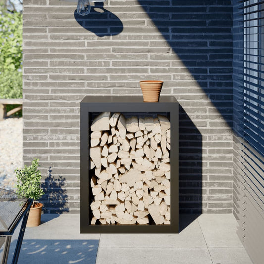 vidaXL Firewood Rack Black 60x40x80 cm Steel