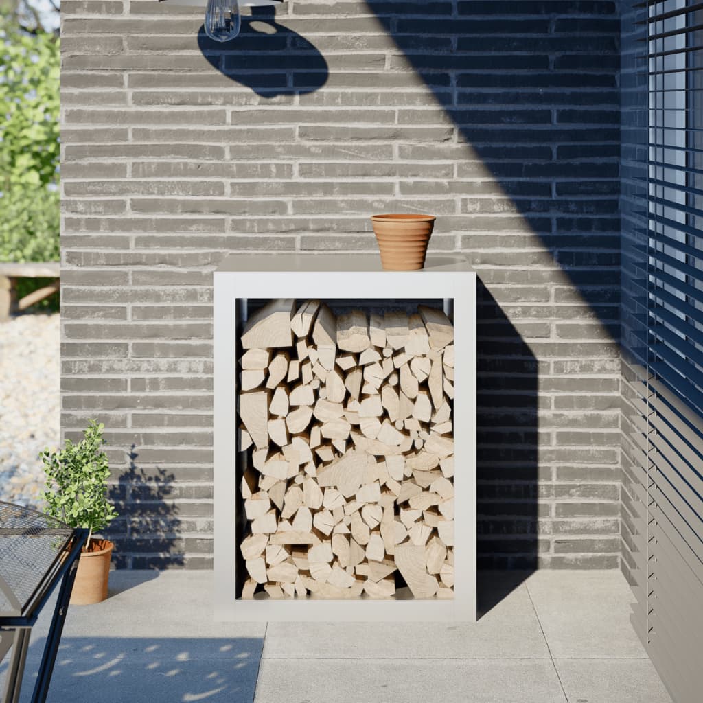 vidaXL Firewood Rack White 60x40x80 cm Steel