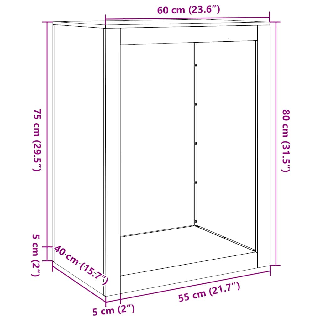 vidaXL Firewood Rack 60x40x80 cm Galvanised Steel