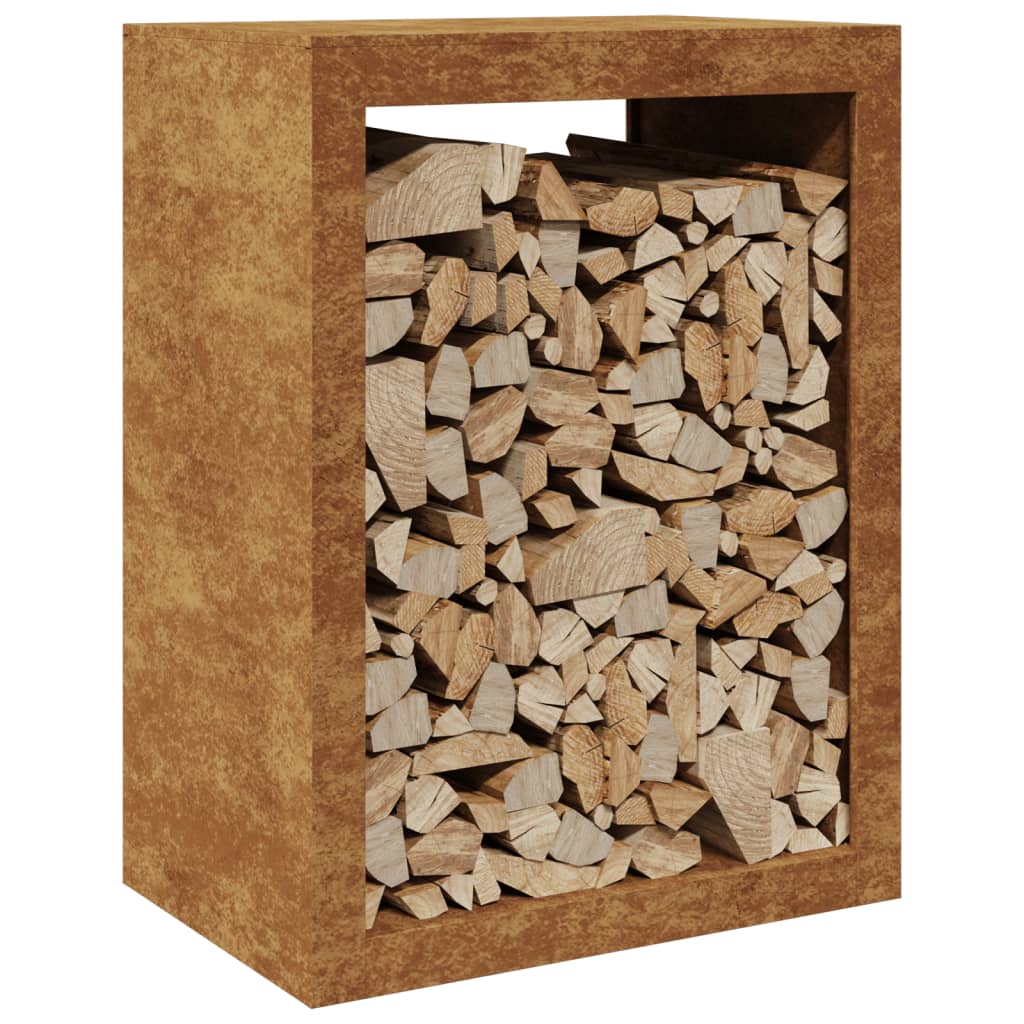 vidaXL Firewood Rack 60x40x80 cm Weathering Steel